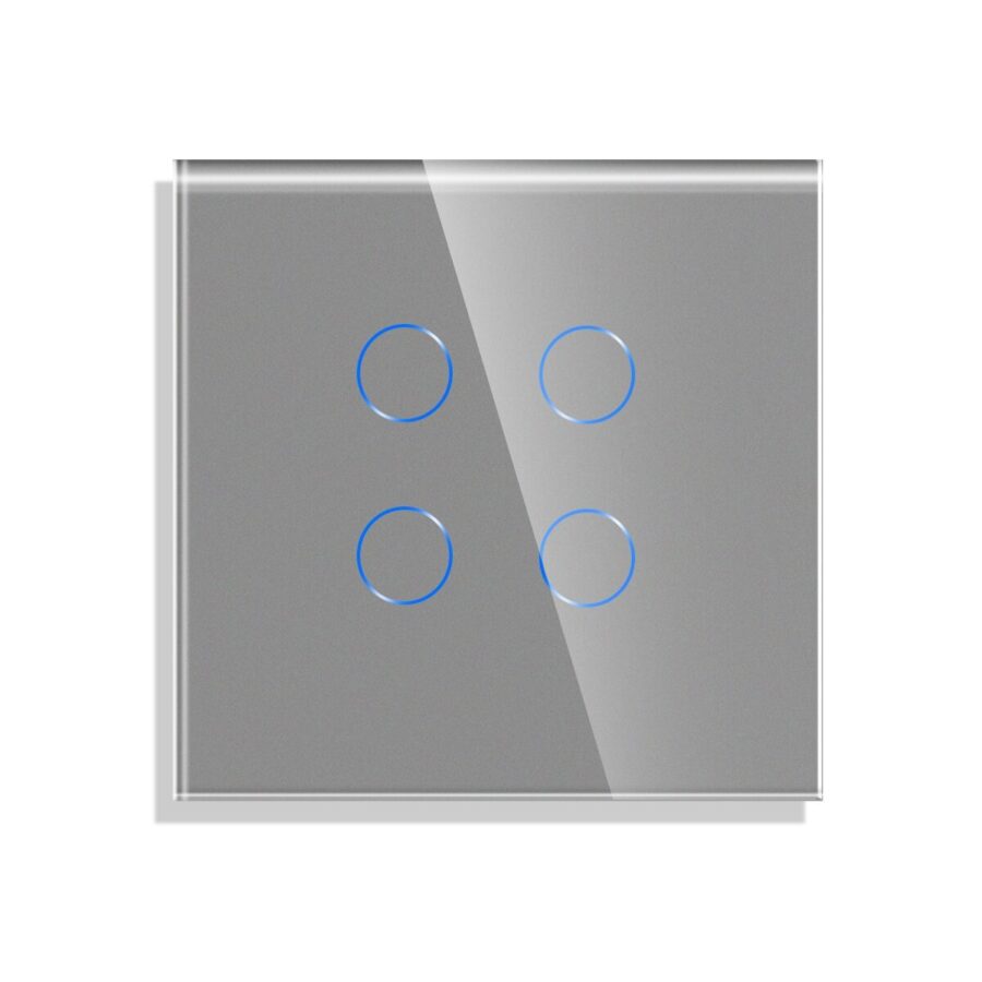 Keturpolis sensorinis jungiklio dangtelis Feelspot, pilkas, 86x86mm