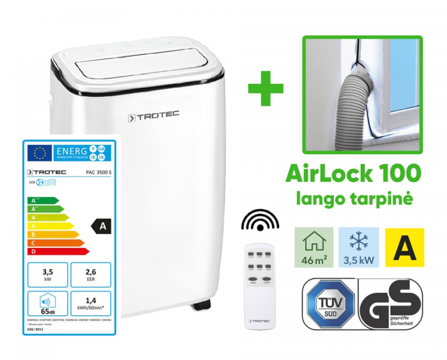 Mobilus oro kondicionierius Trotec PAC 3500 S ir lango tarpinė Trotec AirLock 100