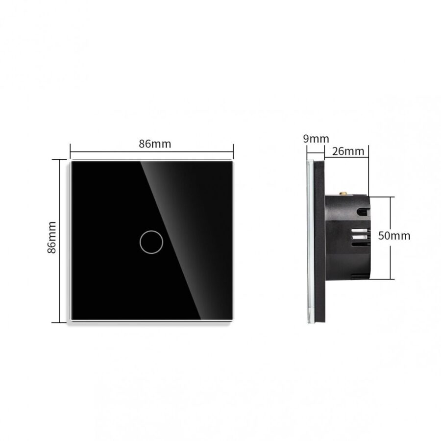 WiFi vienpolis sensorinis jungiklis Feelspot, juodas 600W